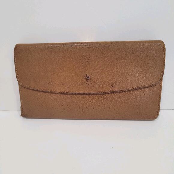 GUCCI Vintage Byckle Clasp Wallet Bifold Brown Large Retro Clutch Leather Fair - Picture 2 of 16